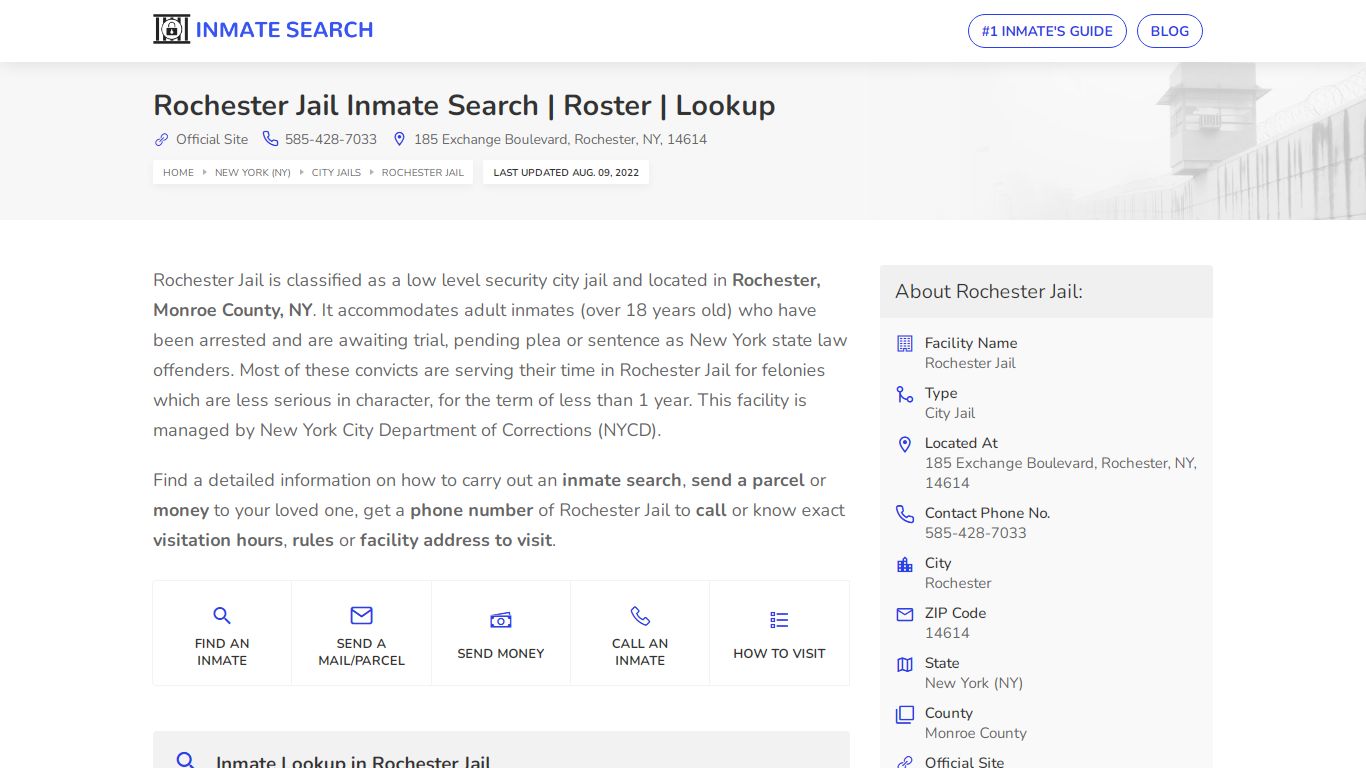 Rochester Jail Inmate Search | Roster | Lookup